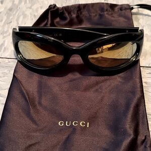 Gucci Black Sunglasses with Gold Accents